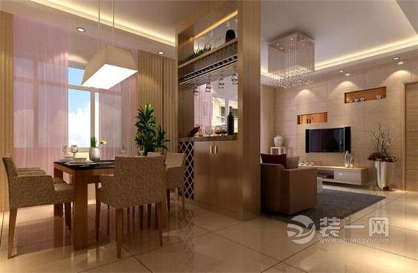 开心享受家庭美食吧 客厅餐厅隔断设计装修效果